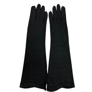 VTG NOS Van Raalte Black Ladies Cotton Gloves 1950s Sz 7  Almost Elbow Length
